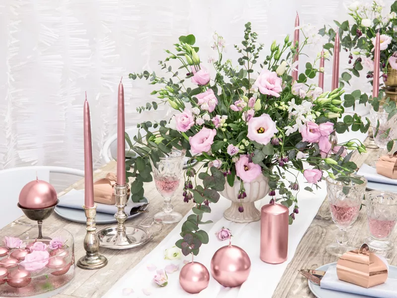 10 candele oro rosa 24cm
