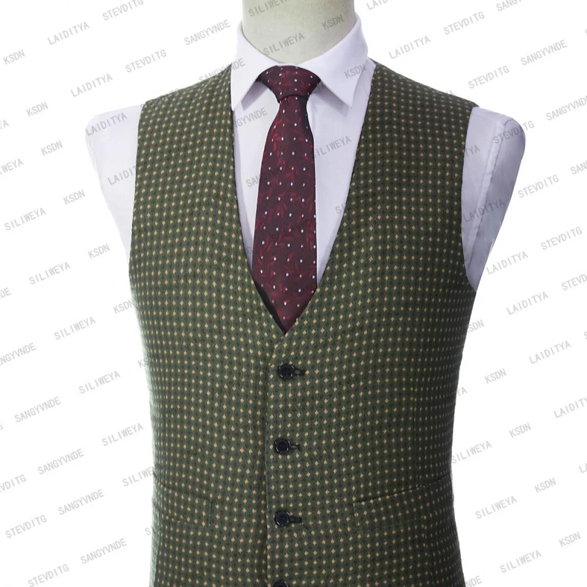 2023 Abito da uomo verde 3 pezzi monopetto con risvolto con visiera formale slim fit smoking da lavoro gilet da ballo per feste