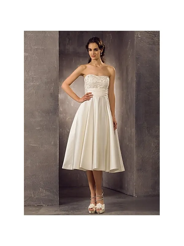 Abito da sposa corto scollo a cuore per cambio abito