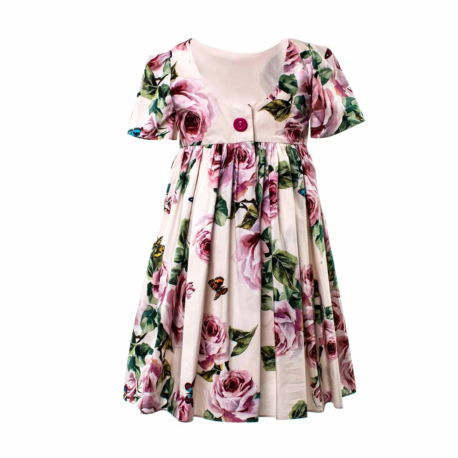 Abito Rosa Con Fiori Bambina