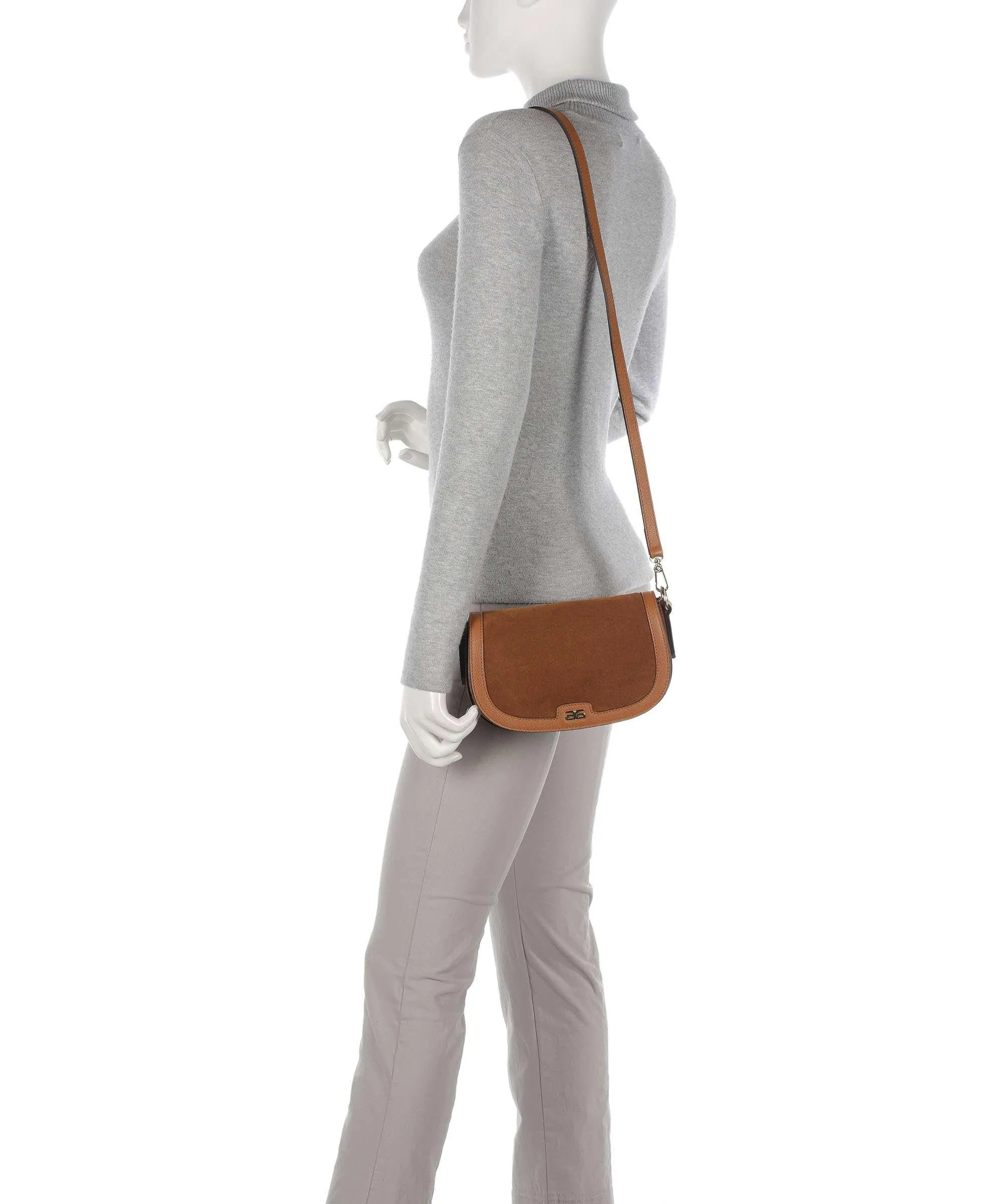  Abro Suede Rosalia Borsa a spalla pelle bovina ruvida marrone  