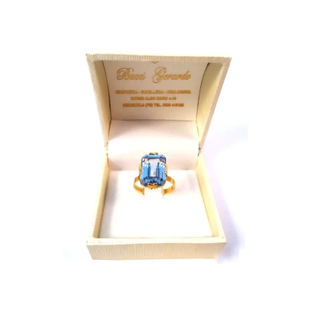 ANELLO DA DONNA IN ORO BIANCO 18 KT CON ACQUAMARINA
