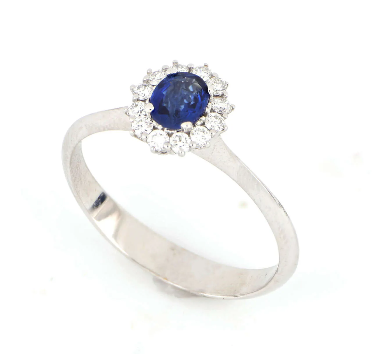 Anello in oro bianco diamanti e zaffiro ANM6XAZB14