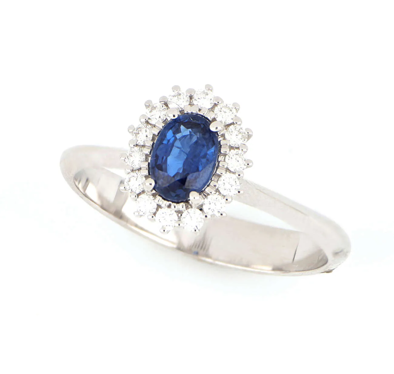 Anello in oro bianco diamanti e zaffiro ANM6XAZB14