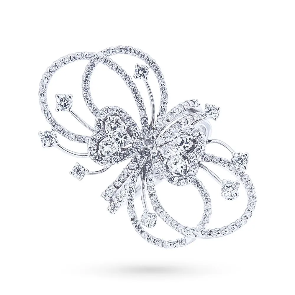 Anello oro bianco fiocco diamanti 1,92ct