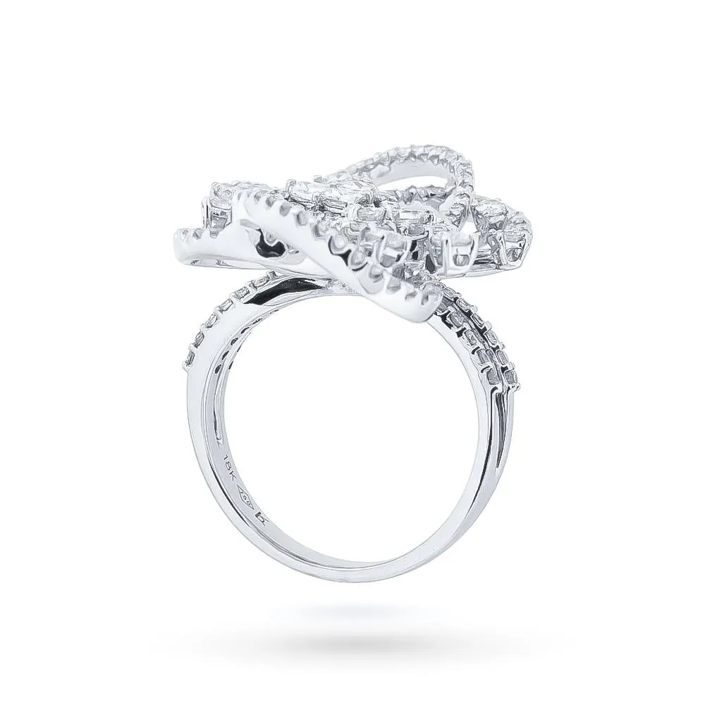 Anello oro bianco fiocco diamanti 1,92ct