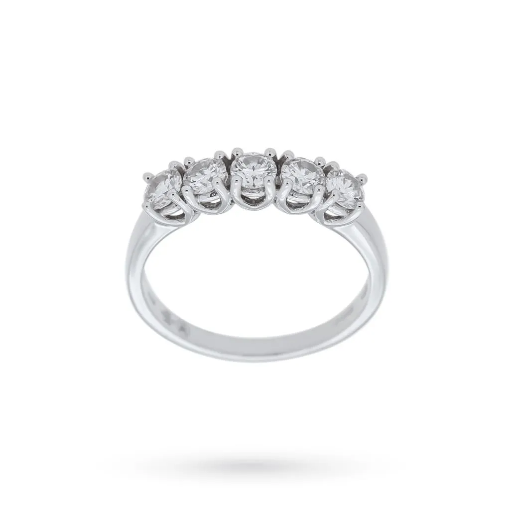 Anello riviera oro bianco 5 diamanti 0,76ct Mirco Visconti