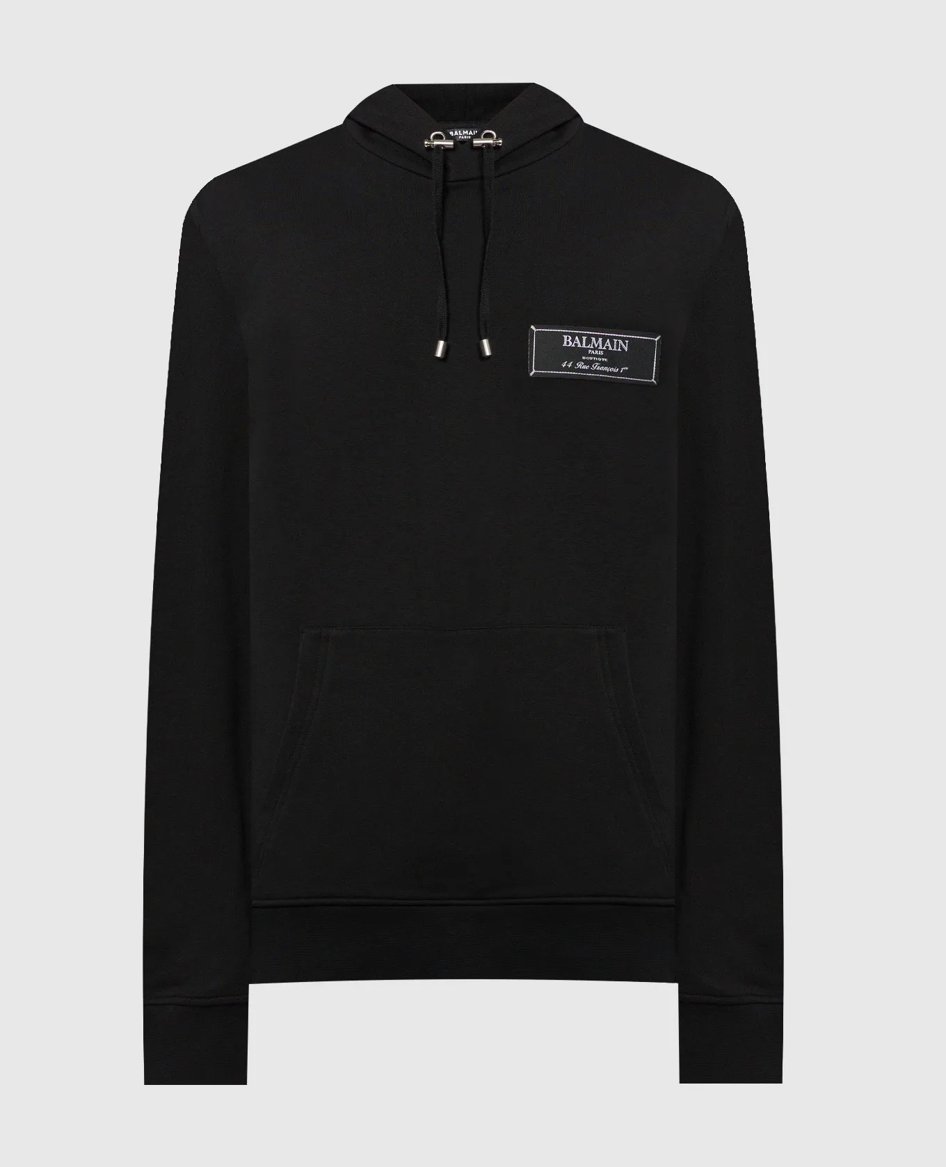 Balmain Felpa nera con cappuccio e patch logo DH1JT047JB53