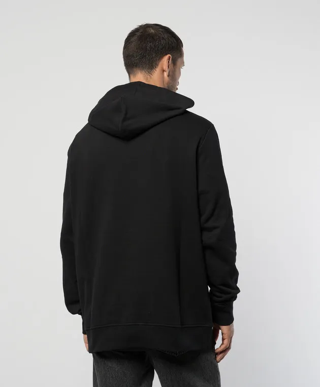 Balmain Felpa nera con cappuccio e patch logo DH1JT047JB53