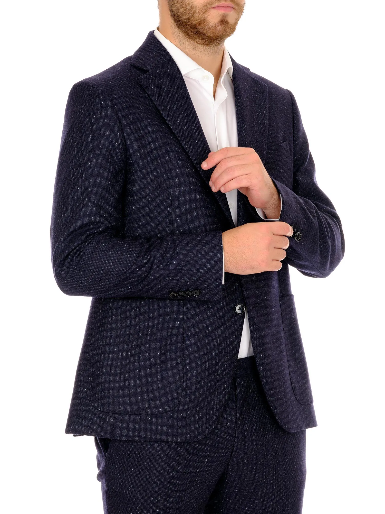 Blue Wool Jacket Single-breasted Two-Button