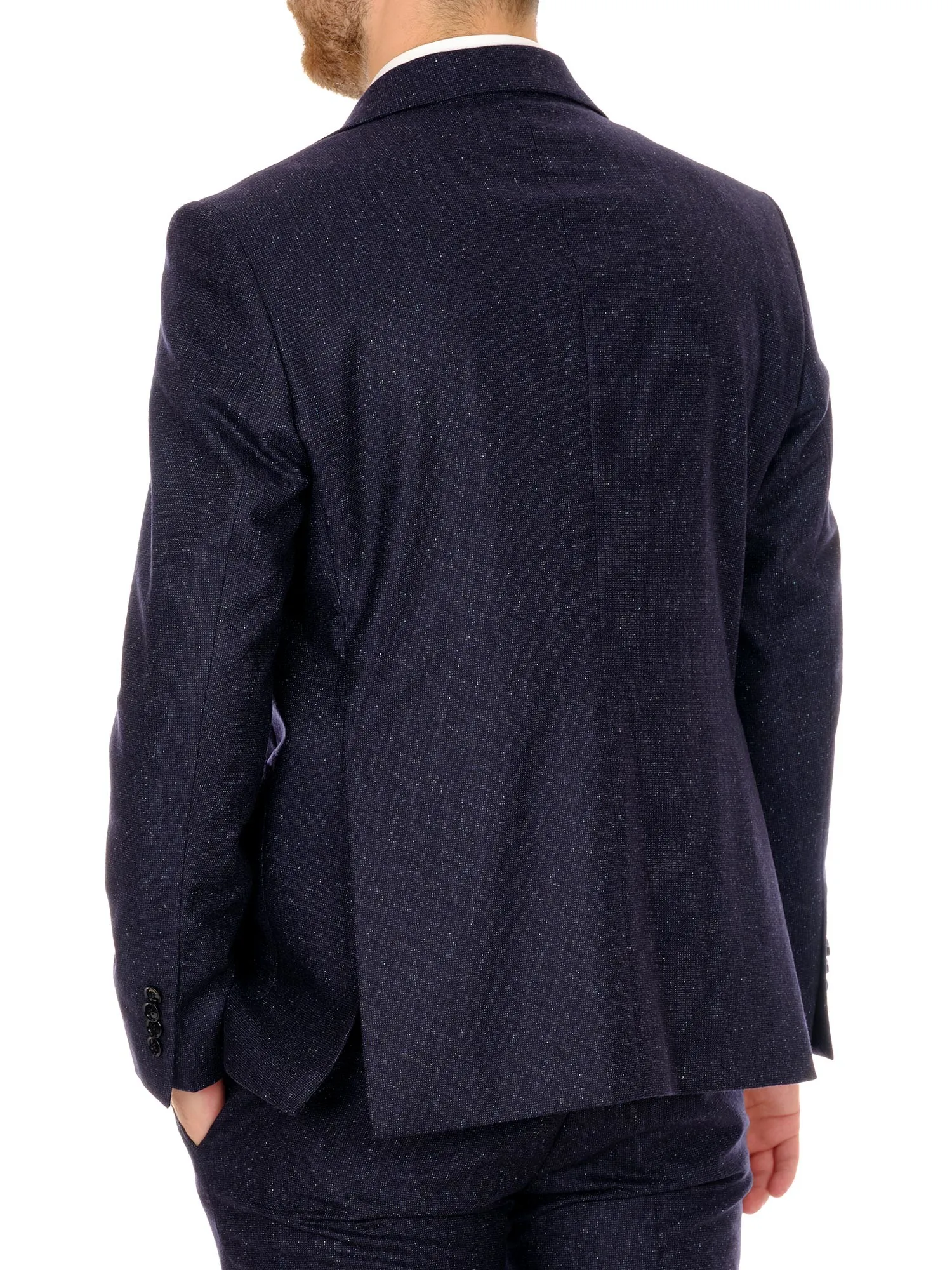 Blue Wool Jacket Single-breasted Two-Button