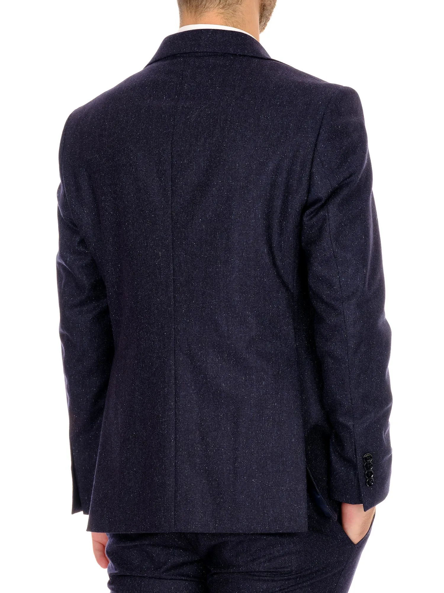 Blue Wool Jacket Single-breasted Two-Button