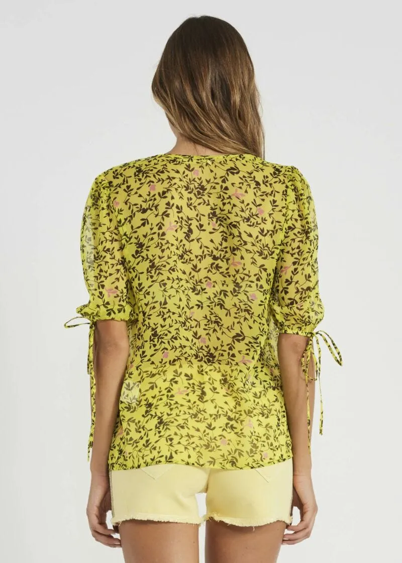 Blusa con ricamo e coulisse