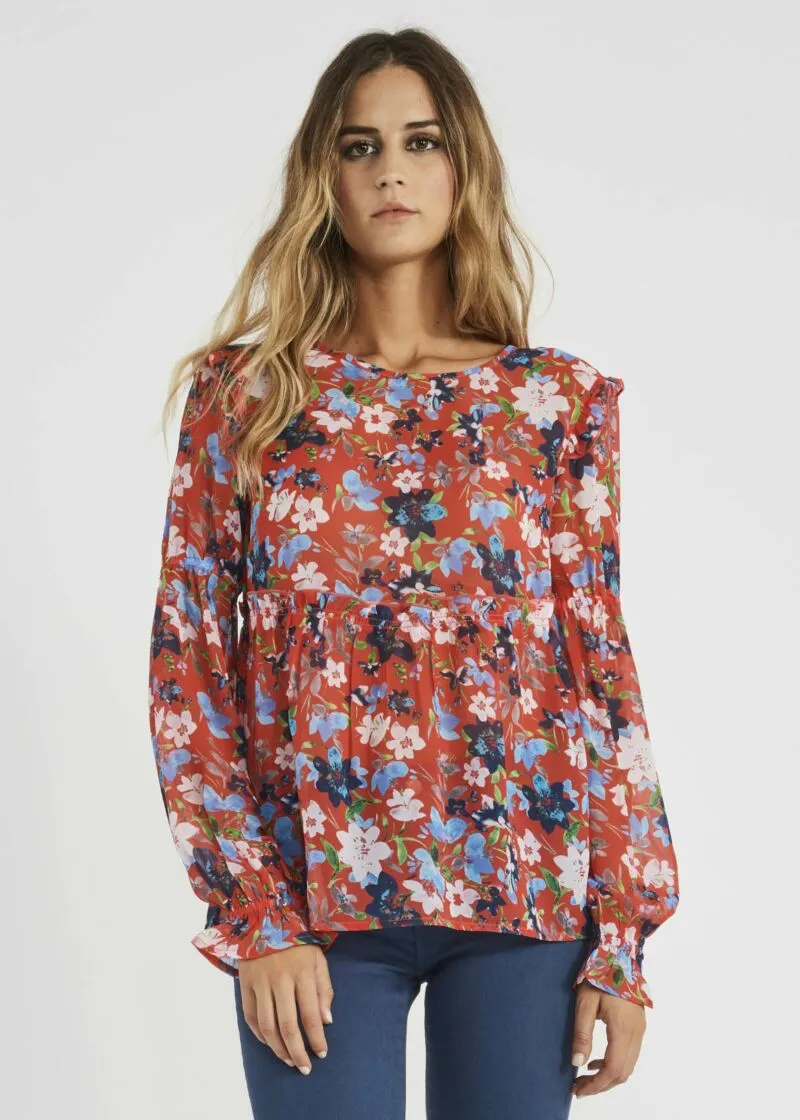 Blusa con stampa floreale