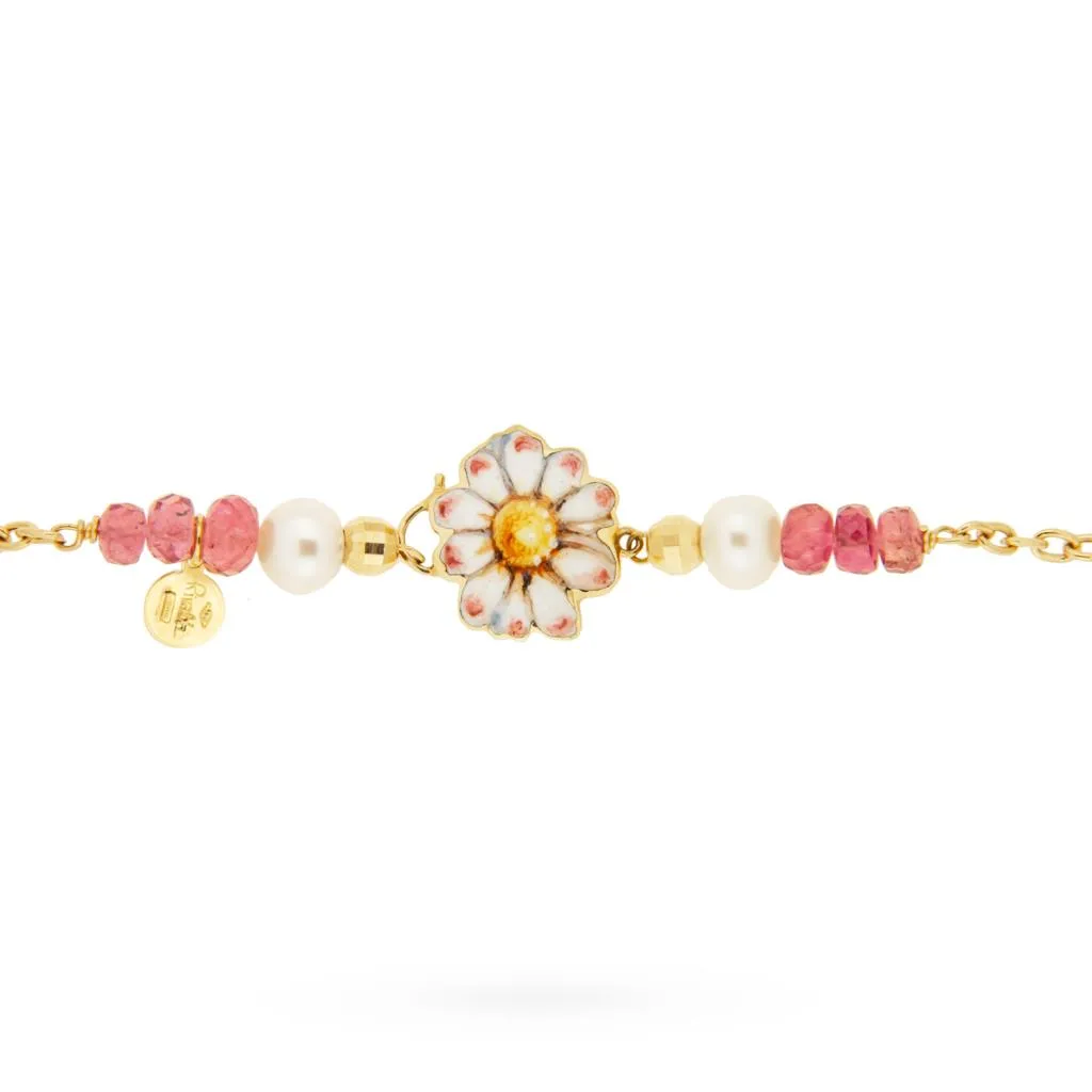 Bracciale Gabriella Rivalta oro perle tormaline rosa smaltata