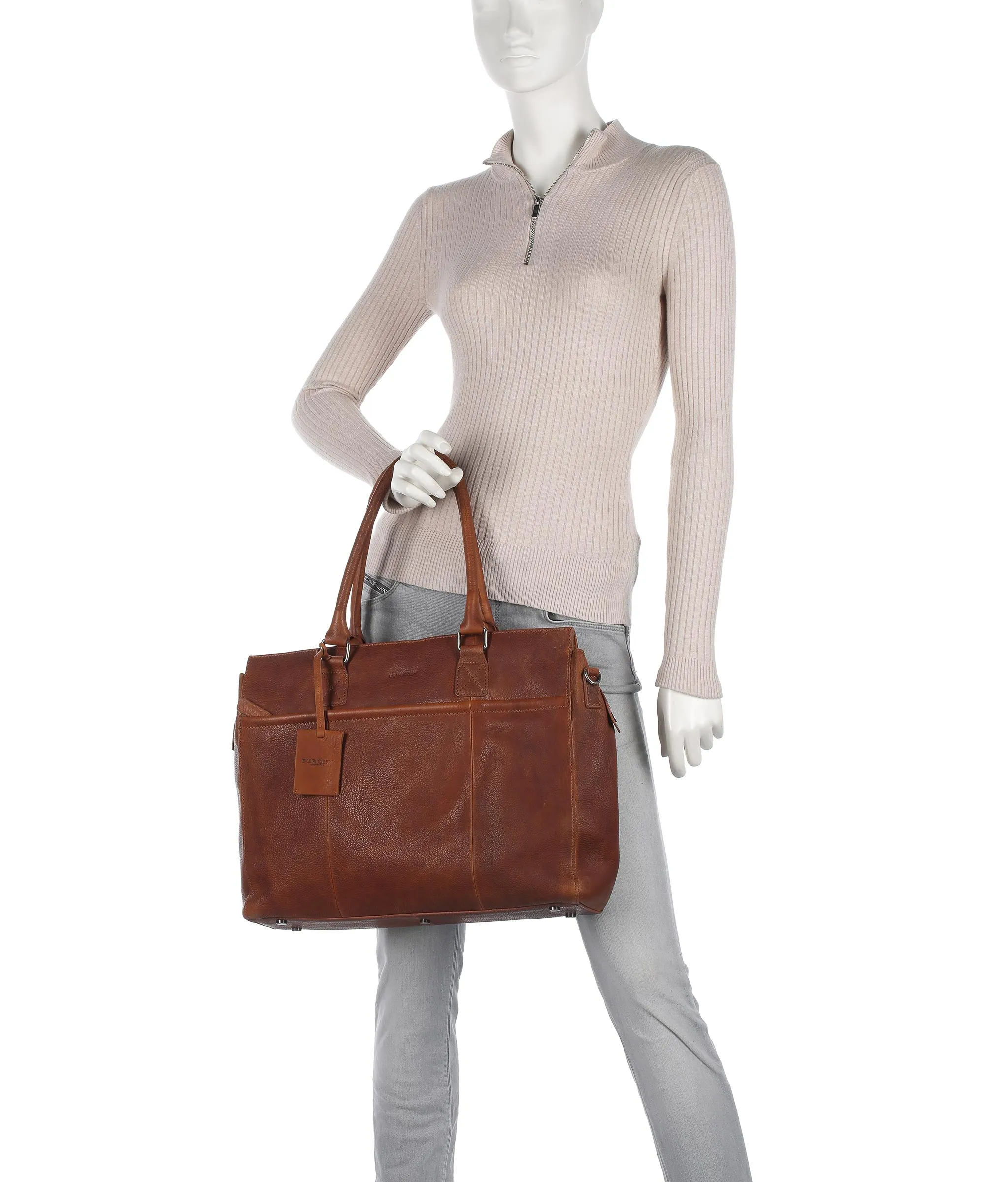  Burkely Antique Avery Cartella 15″ pelle granulata tan  