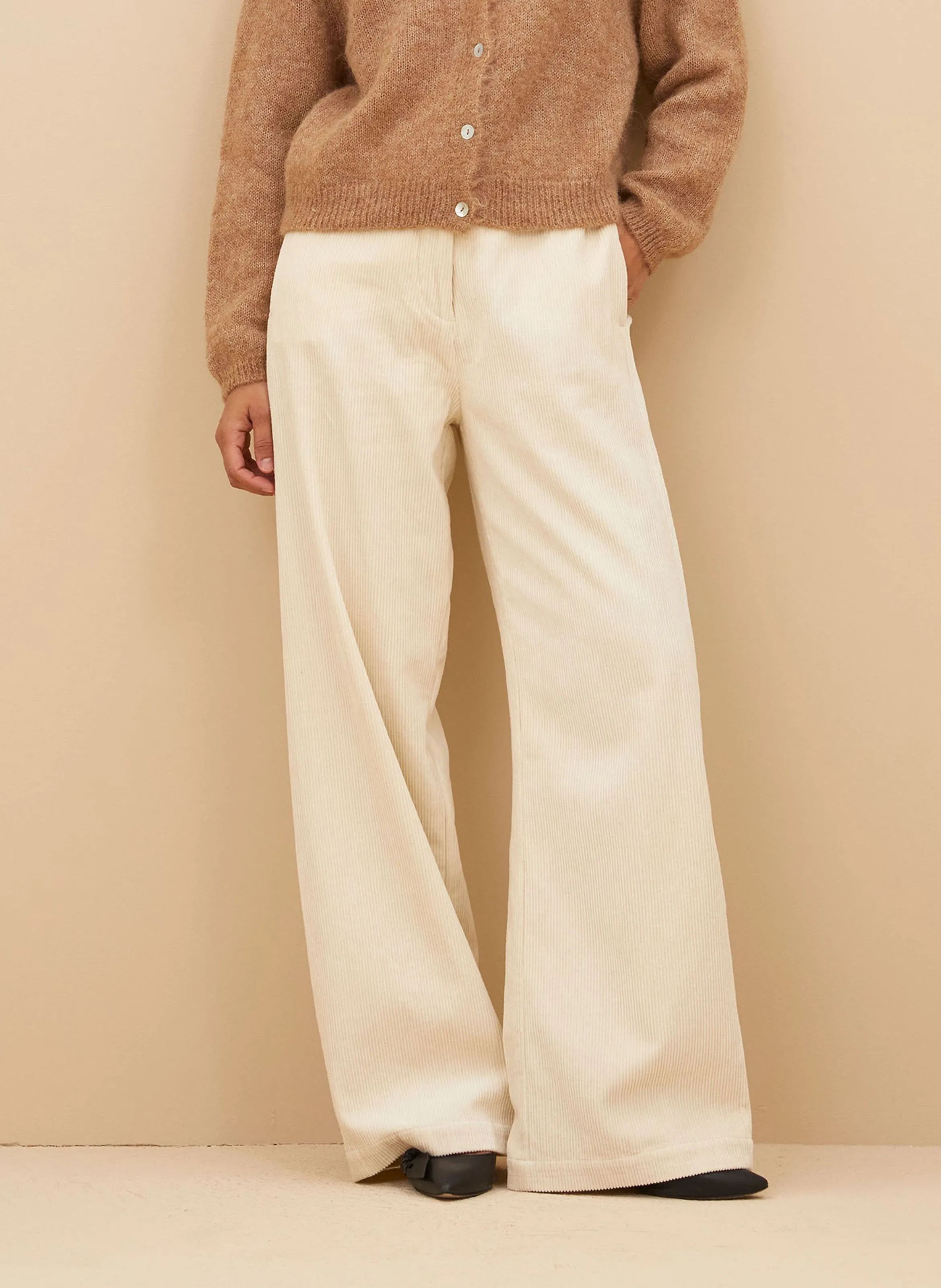  BY BAR   ODIN - Pantaloni dritti in velluto di cotone a coste | Beige