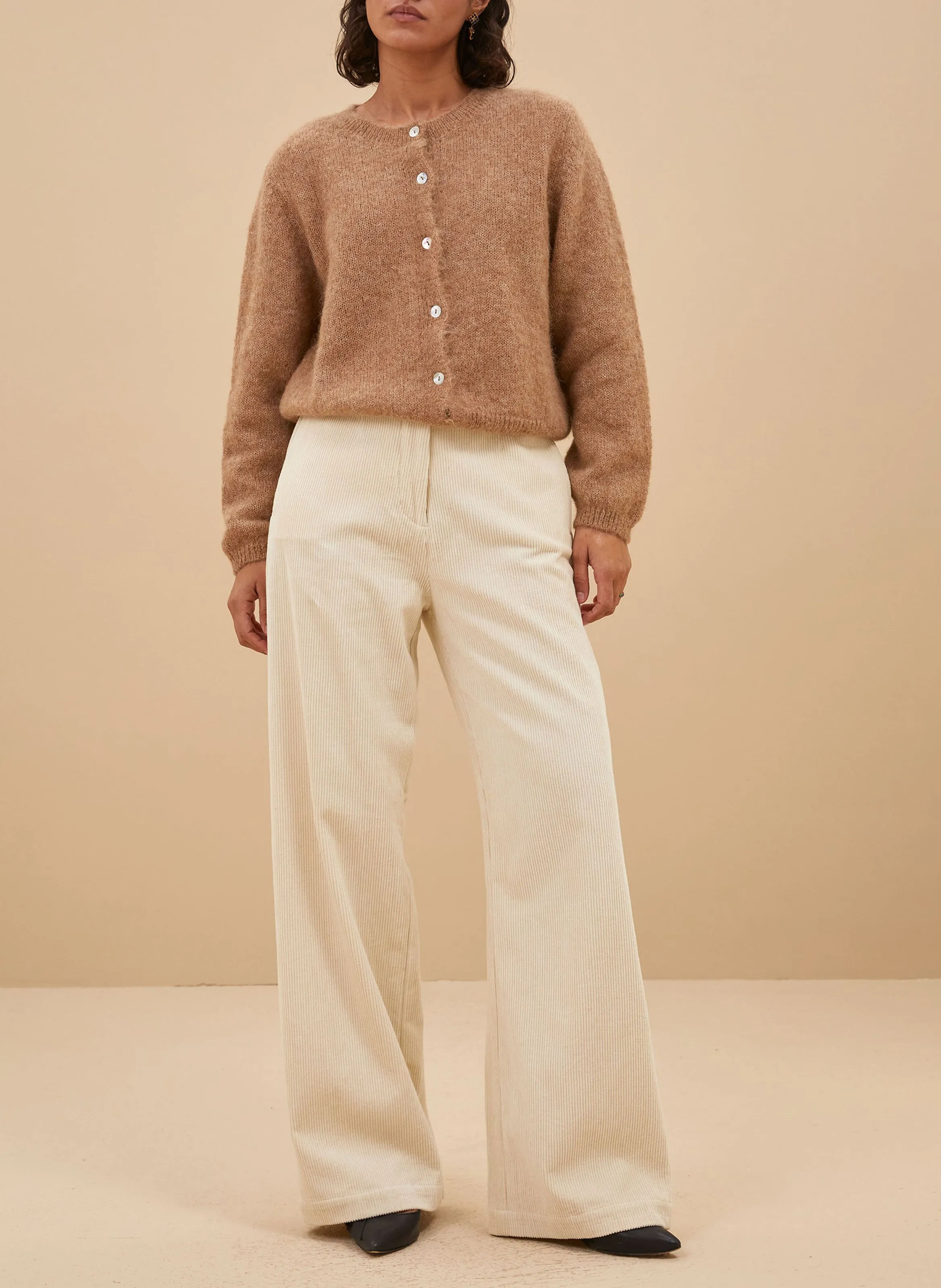  BY BAR   ODIN - Pantaloni dritti in velluto di cotone a coste | Beige