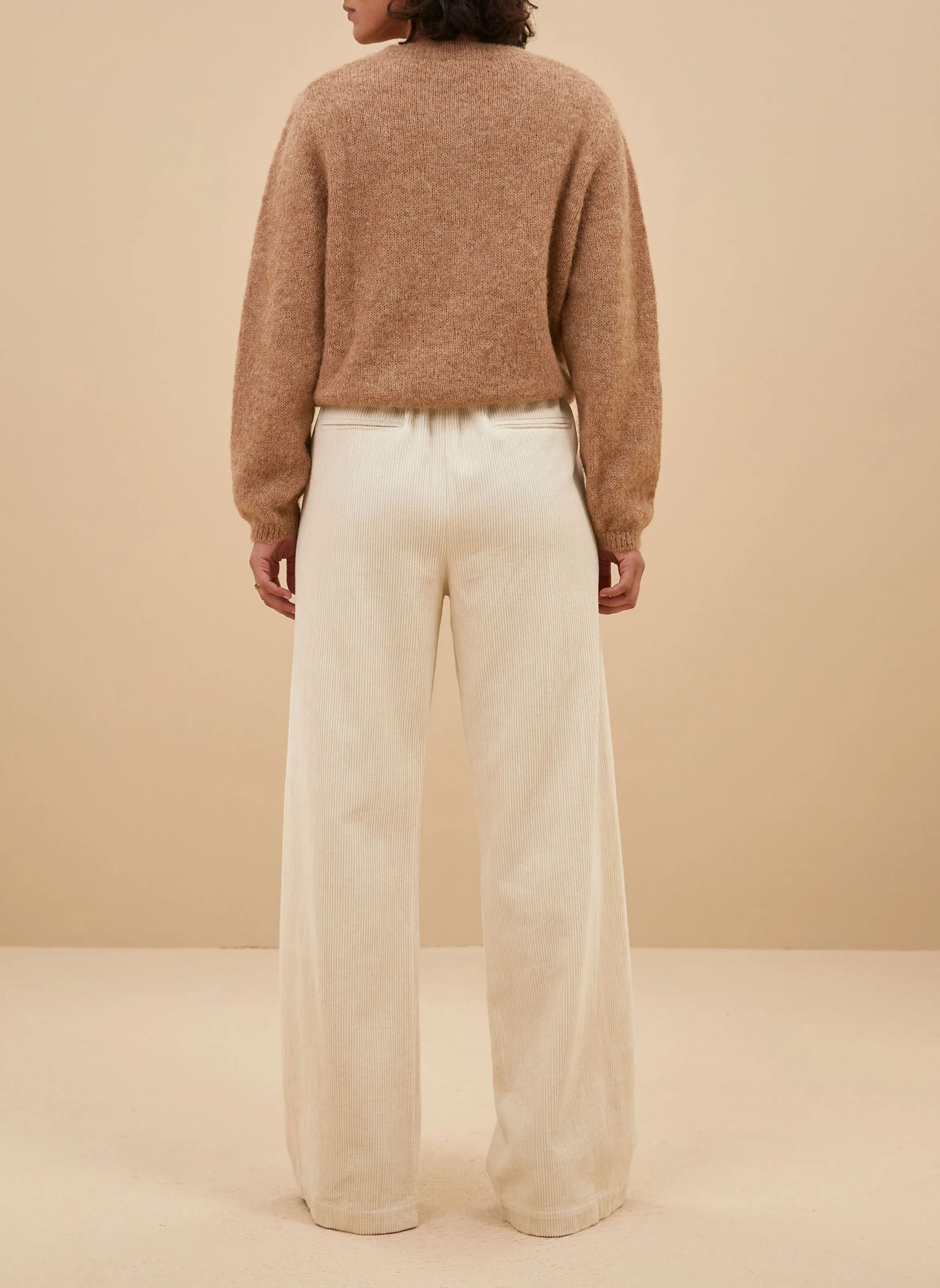  BY BAR   ODIN - Pantaloni dritti in velluto di cotone a coste | Beige