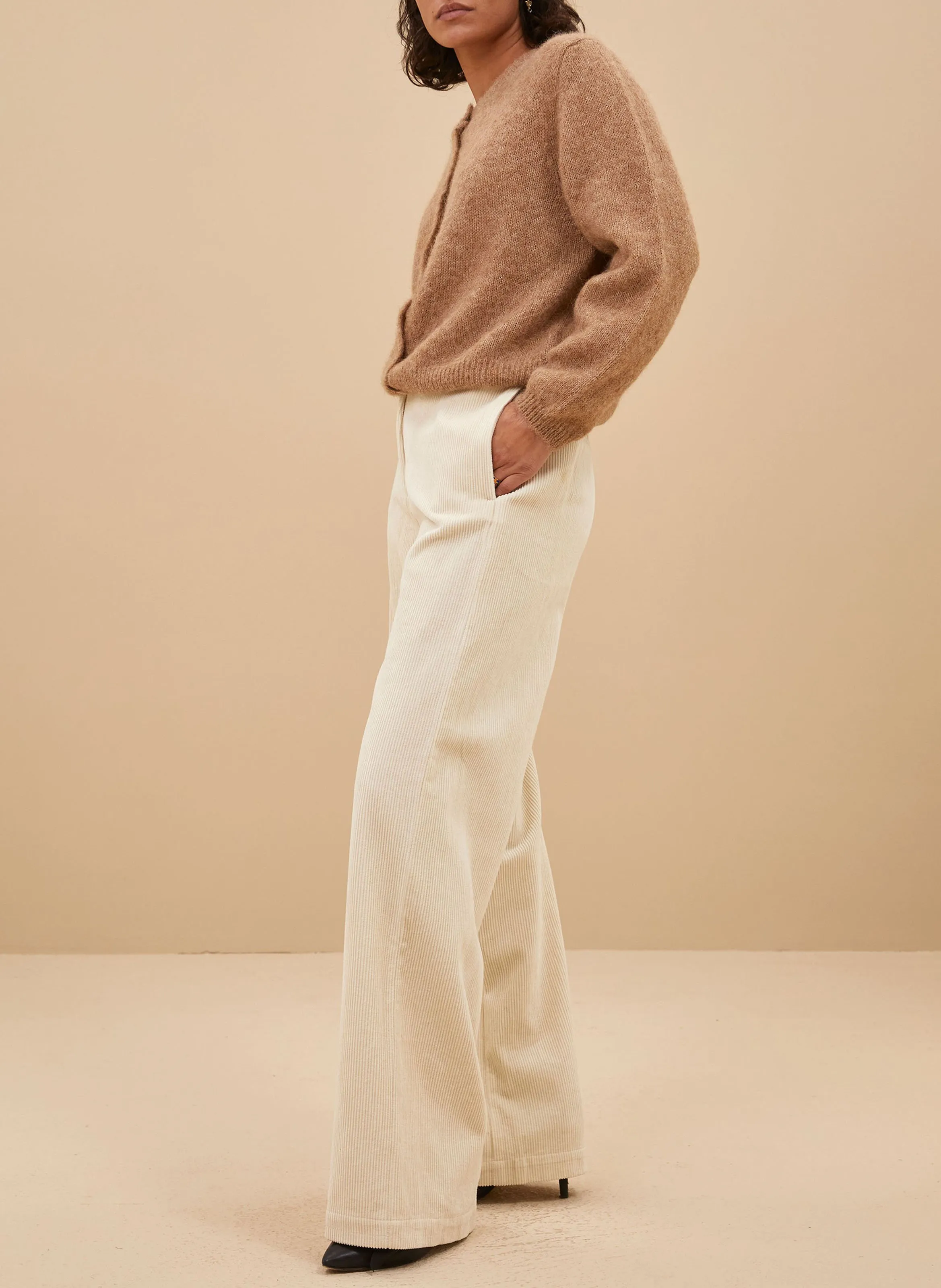  BY BAR   ODIN - Pantaloni dritti in velluto di cotone a coste | Beige