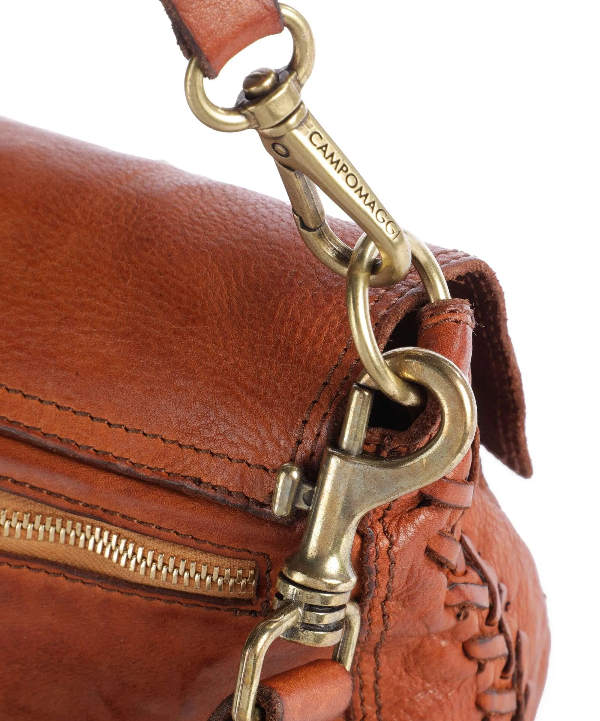  Campomaggi Borsa a spalla pelle di vacchetta finemente grana cognac  