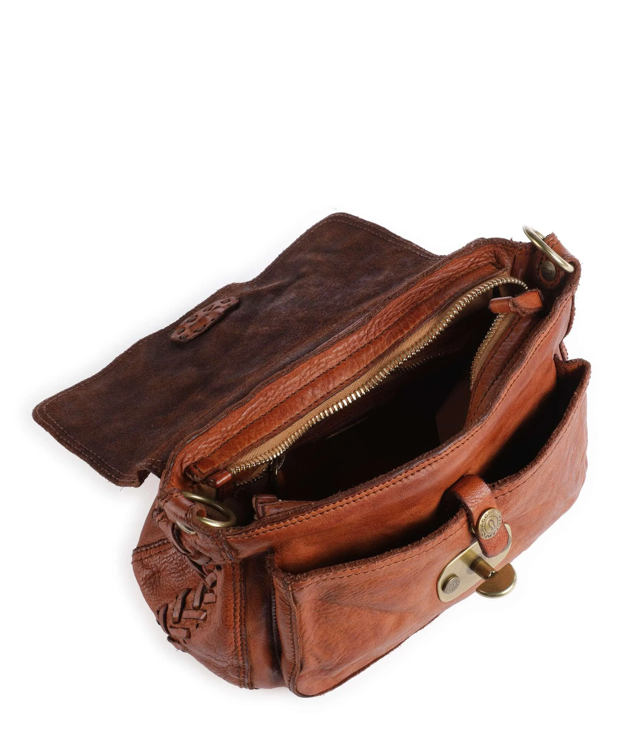  Campomaggi Borsa a spalla pelle di vacchetta finemente grana cognac  