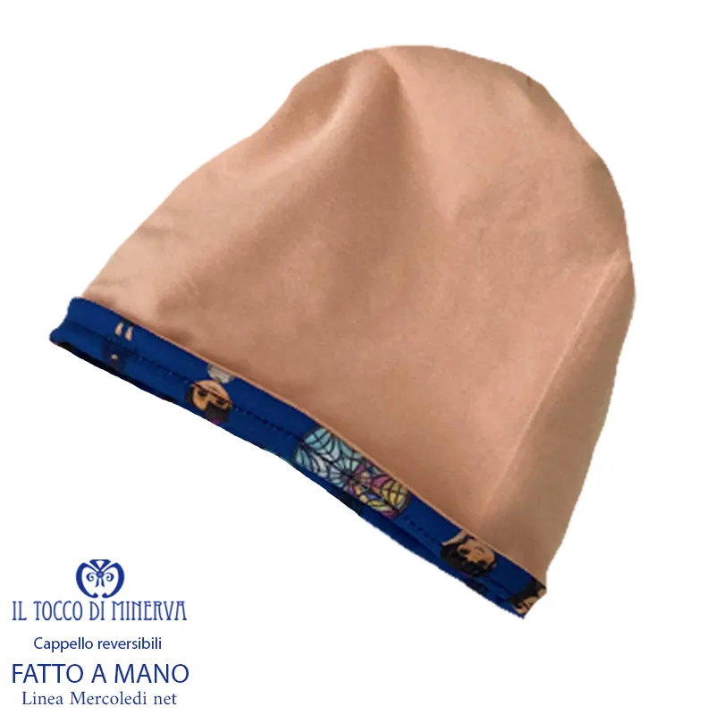 Cappello reversibile felpato bambino fantasia Mercoledi net - Fatto a Mano