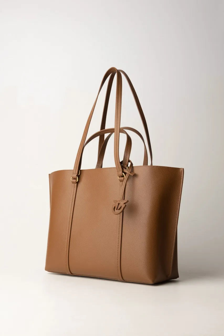 Carrie shopper bag MARRONE - LEONE-ANTIQUE GOLD
