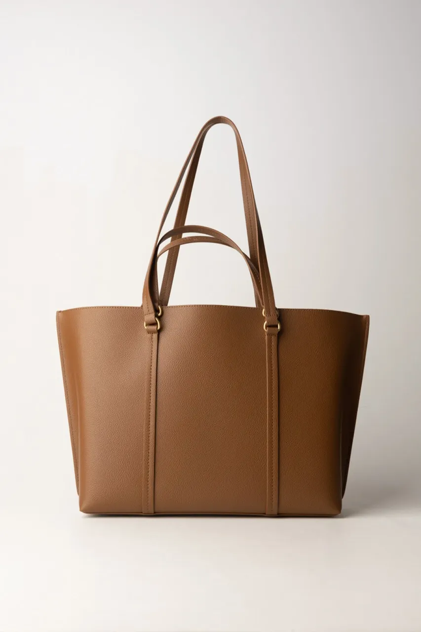 Carrie shopper bag MARRONE - LEONE-ANTIQUE GOLD