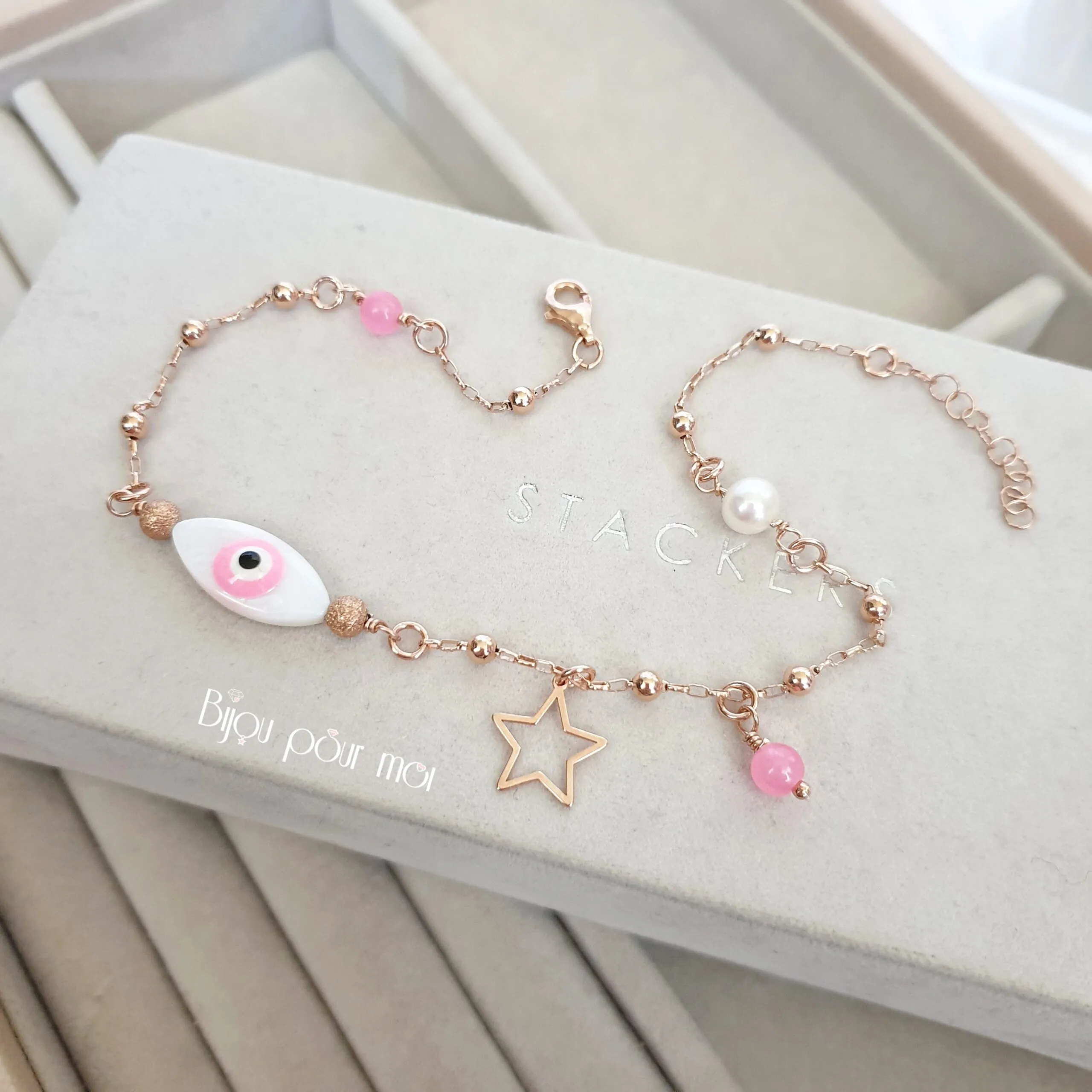 Cavigliera Occhio Allah rosa – Argento 925