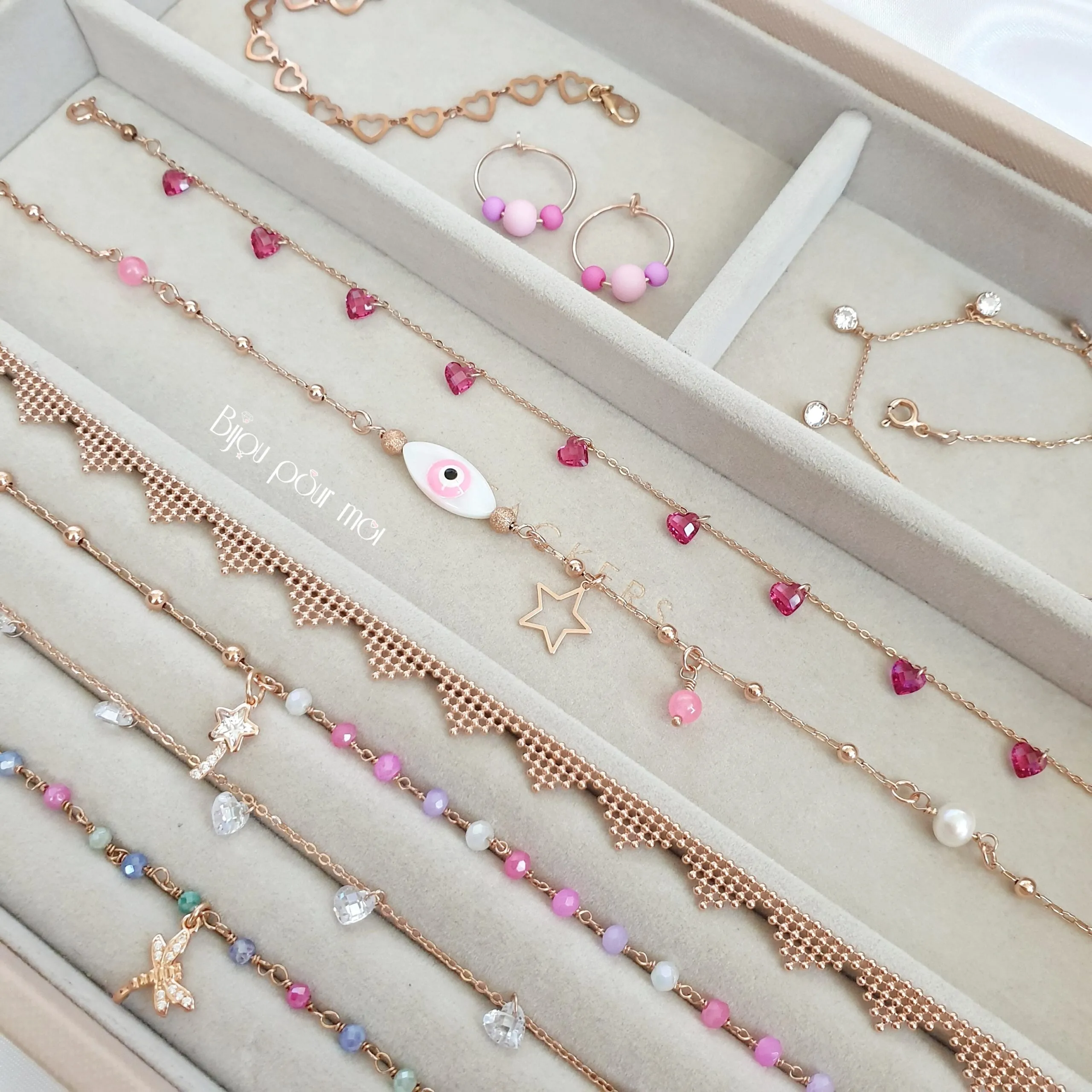 Cavigliera Occhio Allah rosa – Argento 925