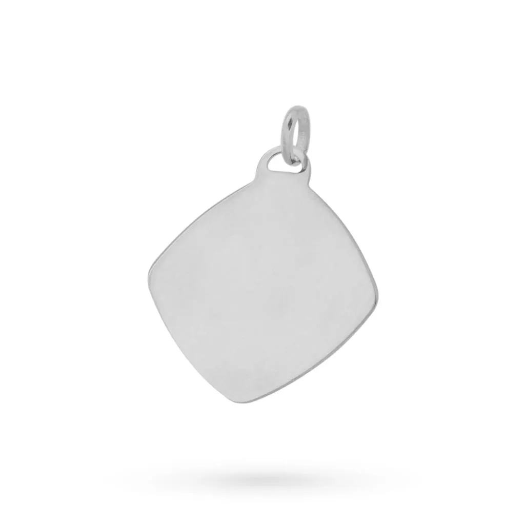 Ciondolo piastrina quadrata in oro bianco 18kt