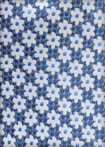 Cravatta business con motivo floreale blu tortora
