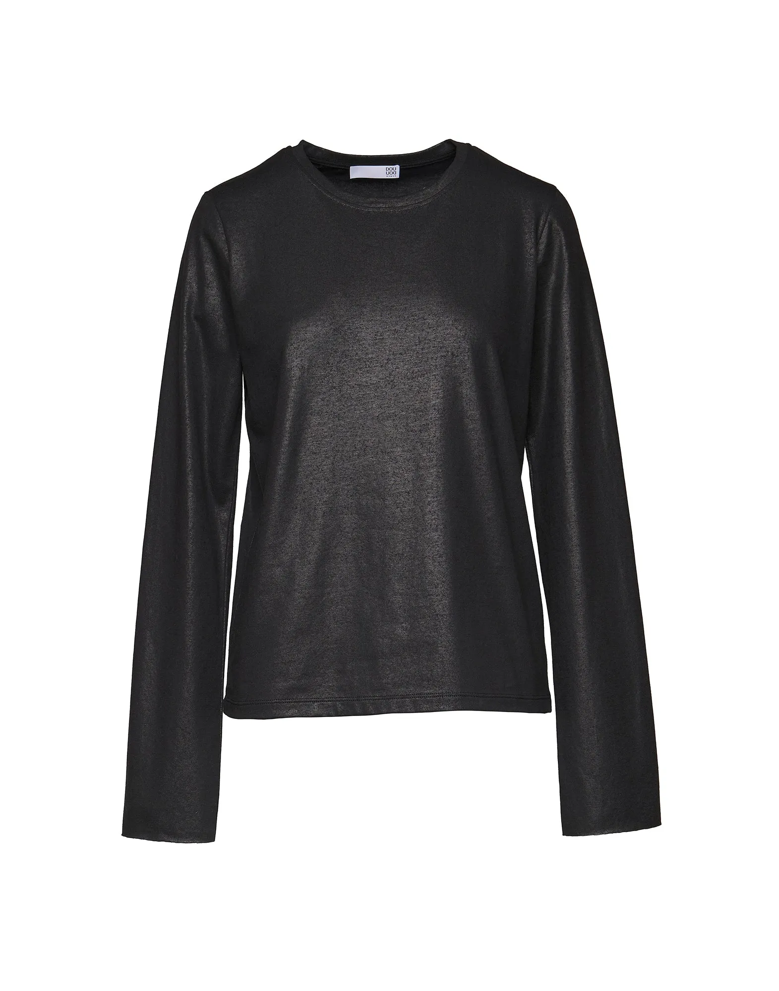 DOUUOD T-shirt a Manica Lunga in Jersey di Cotone Spalmato Artigianalmente