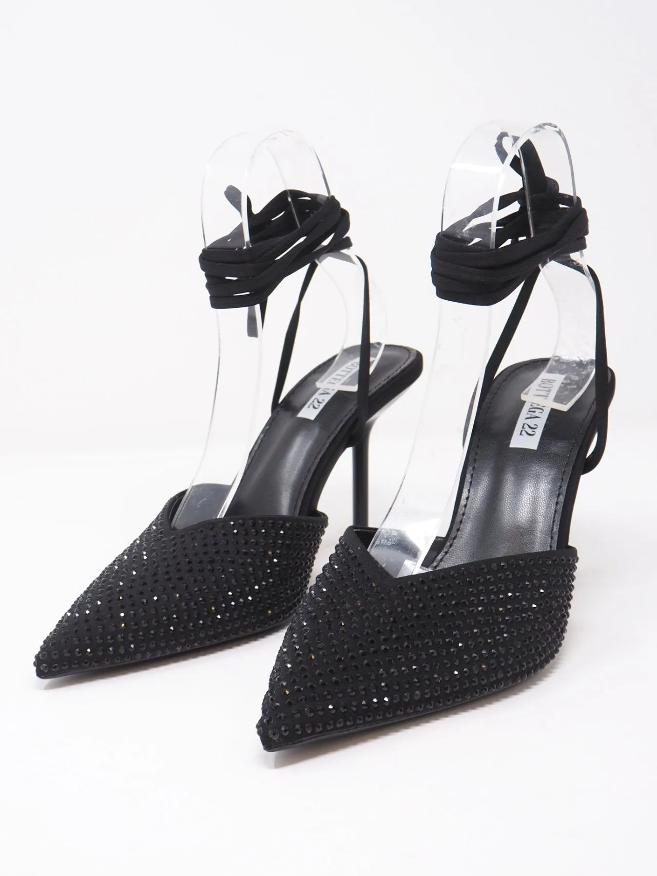 Décolleté con lacci e strass