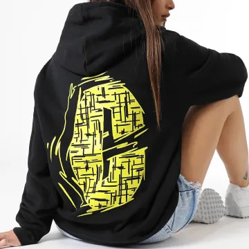 Felpa da donna con cappuccio giallo nero