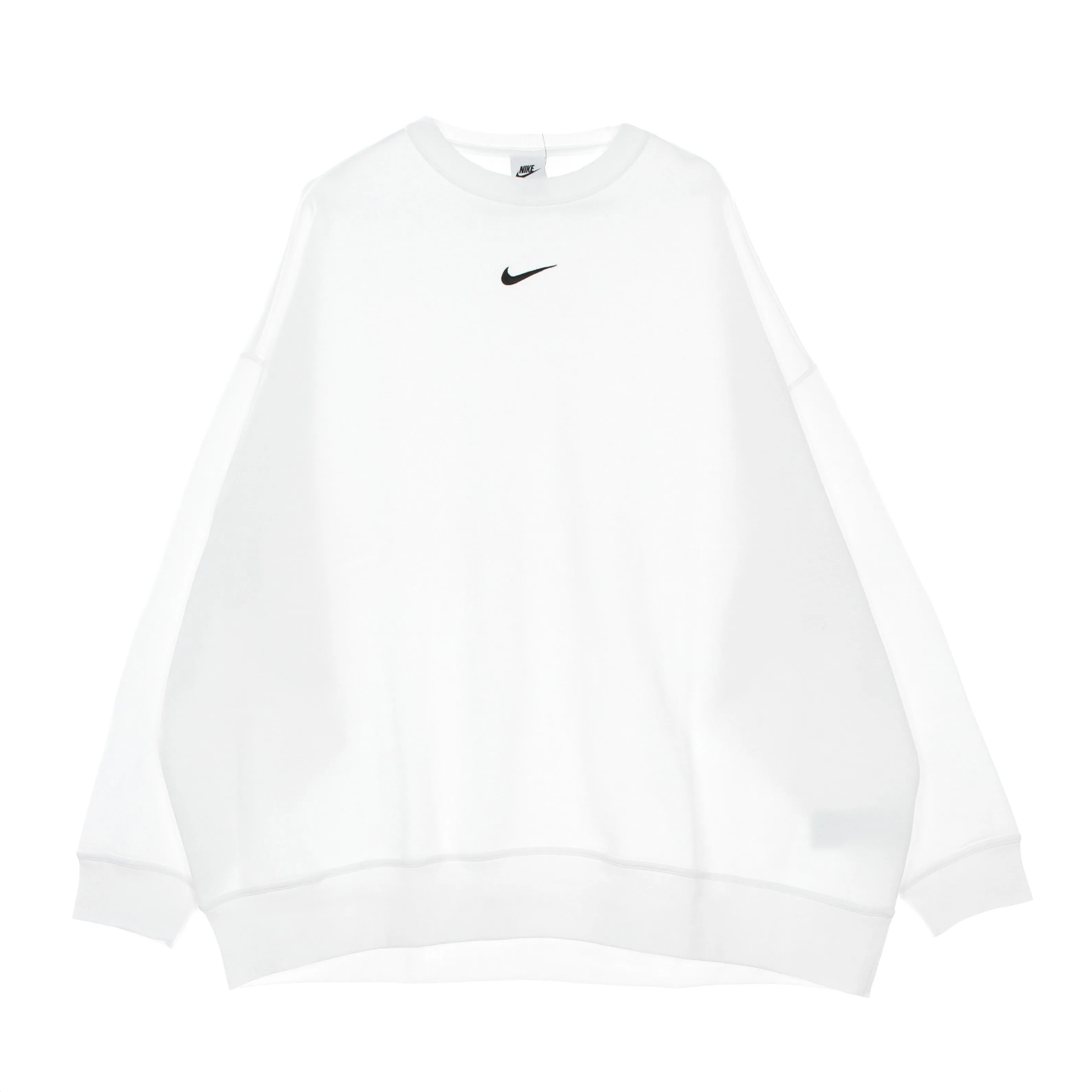 Felpa Girocollo Donna W Essentials Collection Fleece Oversized Crew White/black