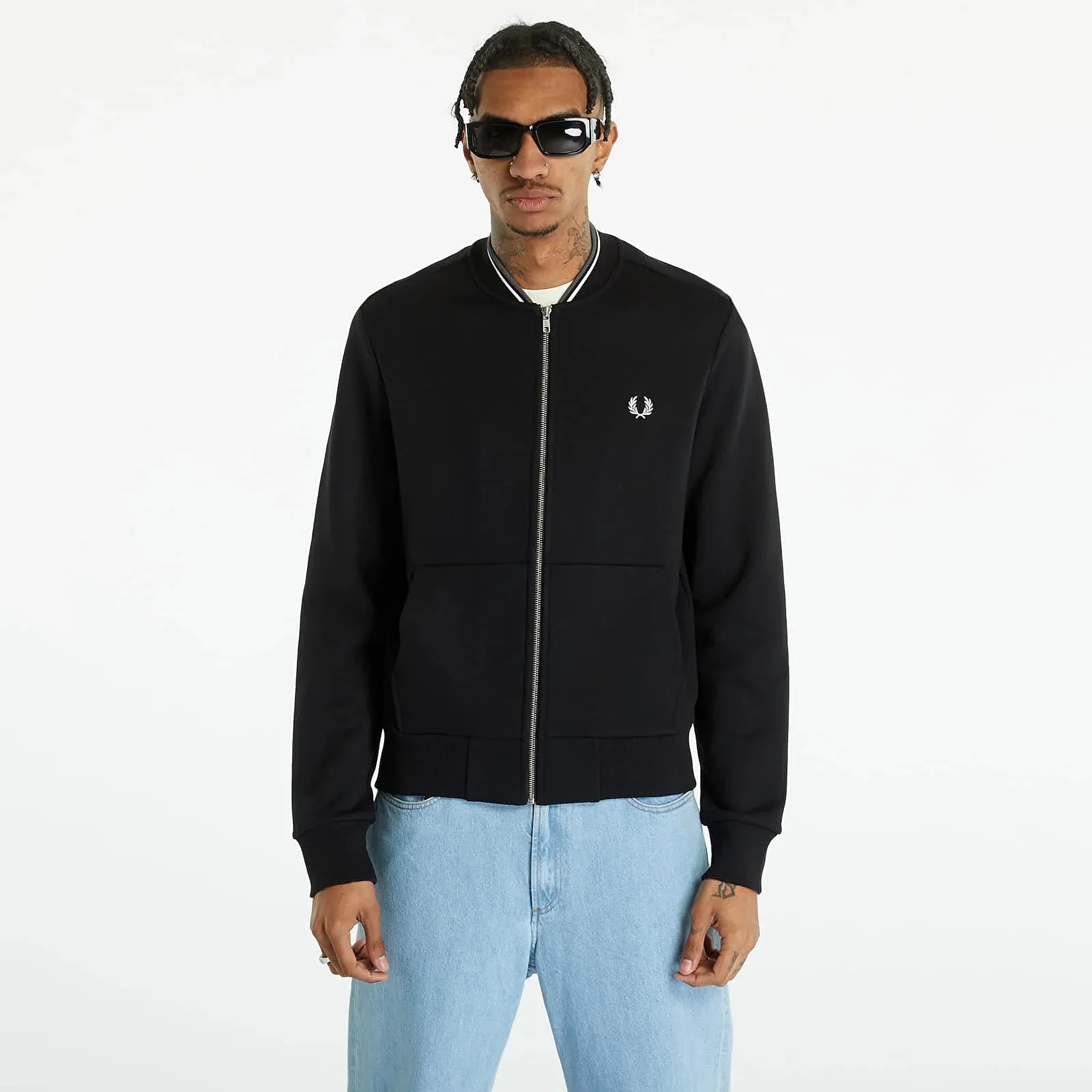 Fred Perry Felpa con ZipThrough Sweatshirt Nera