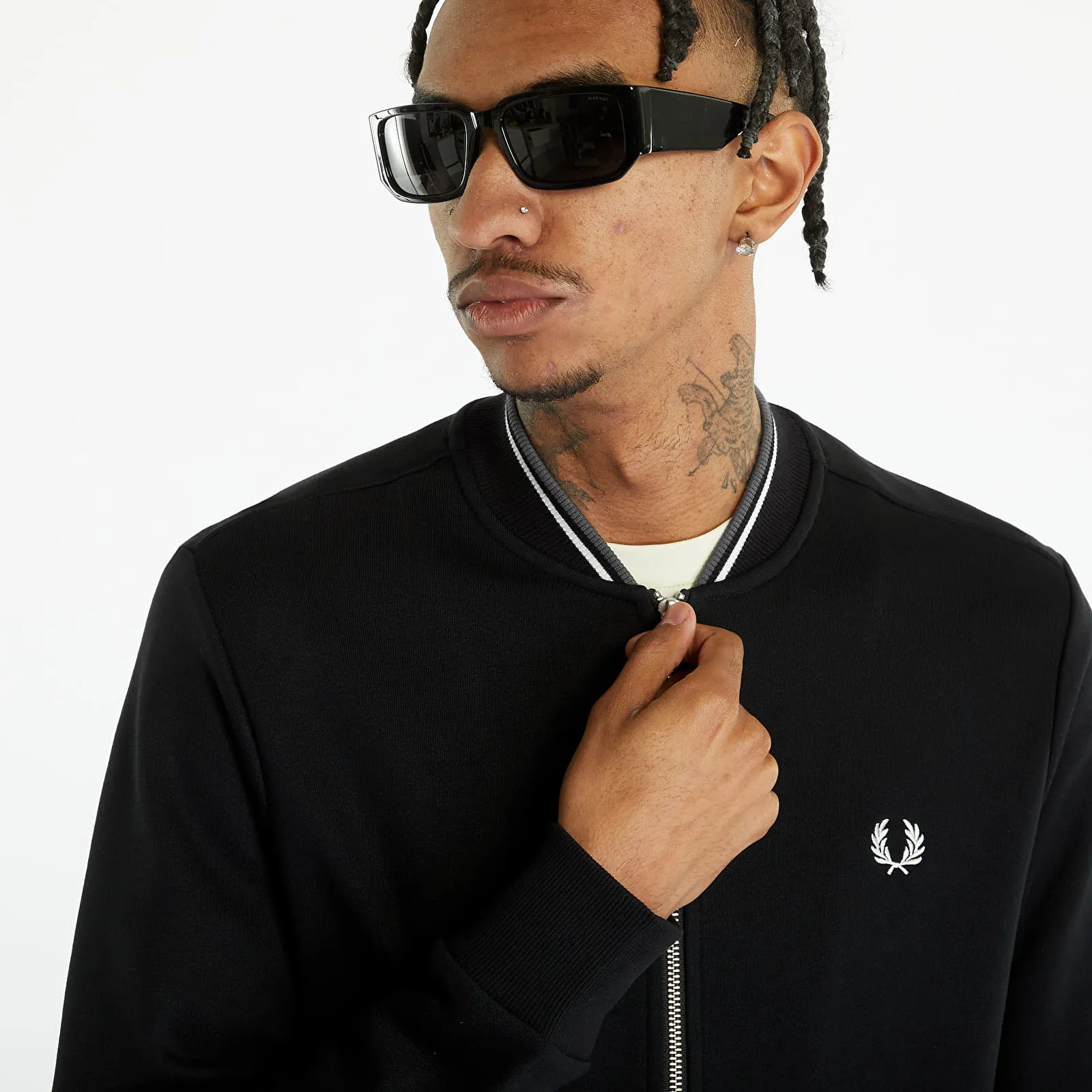 Fred Perry Felpa con ZipThrough Sweatshirt Nera