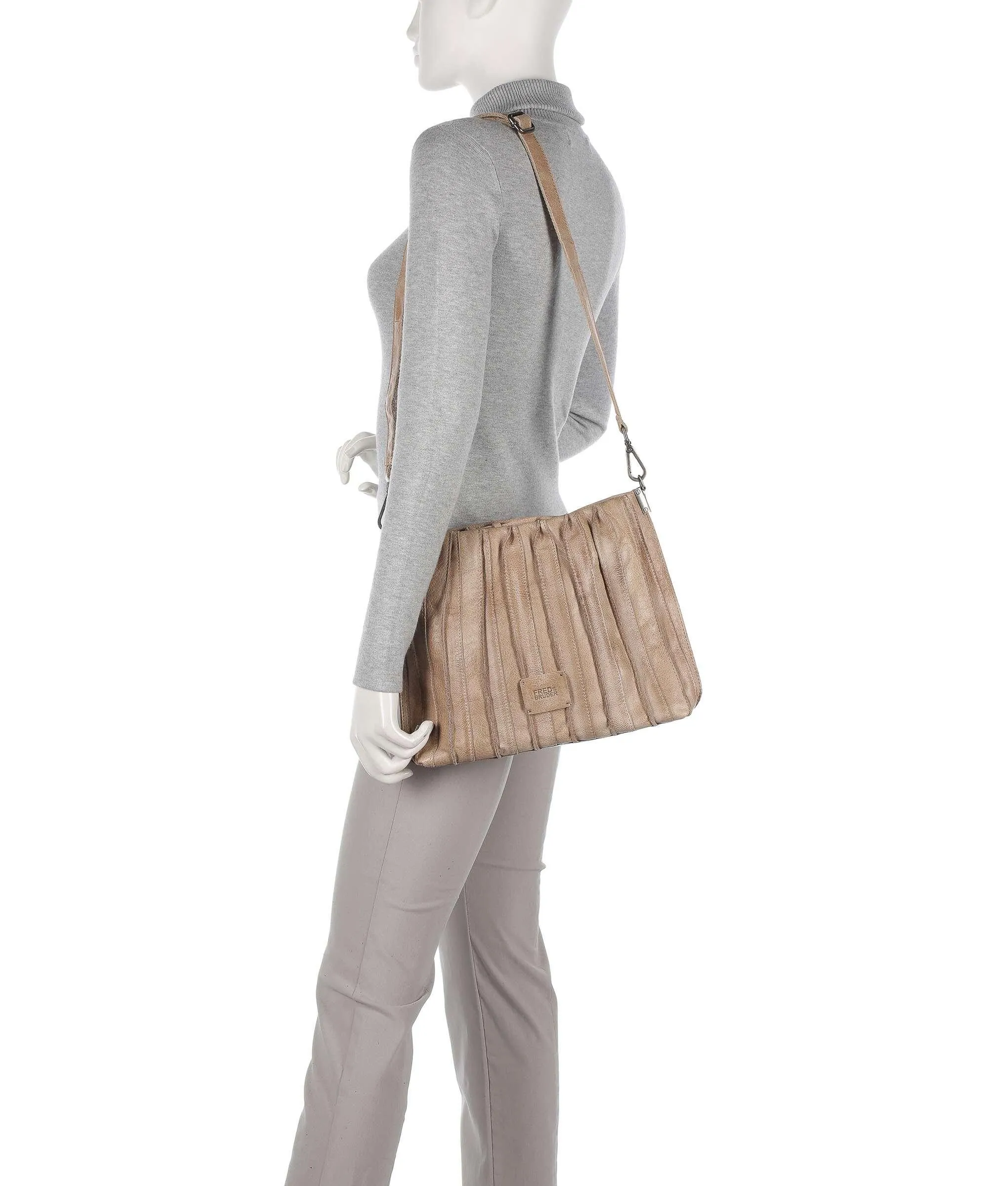  FredsBruder Izzle Borsa a spalla pelle granulata taupe  
