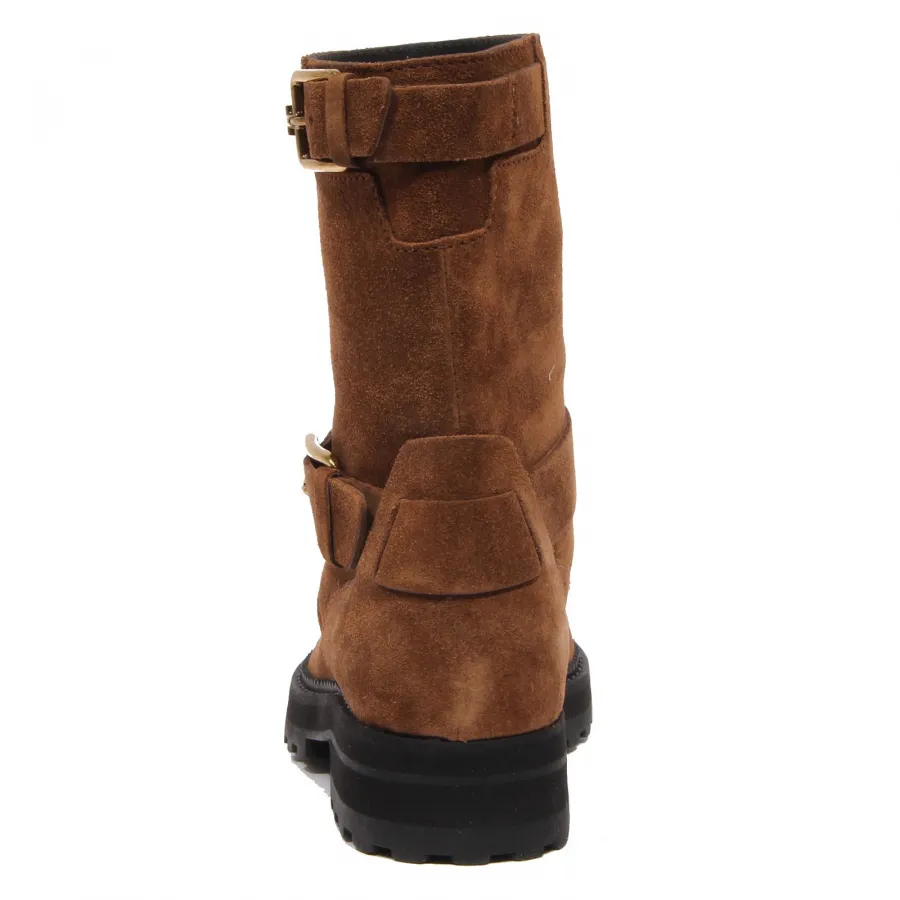 G2120 biker basso TOD'S suede brown biker boot woman