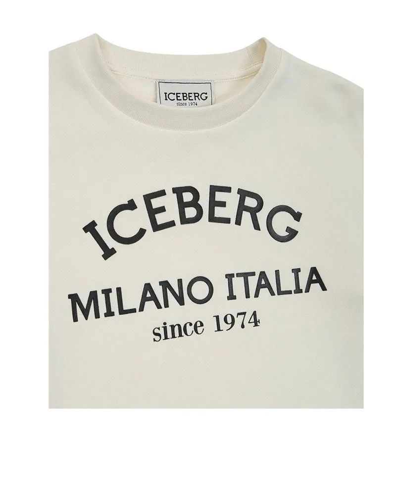 Iceberg Felpa girocollo con stampa frontale MFICE5334J