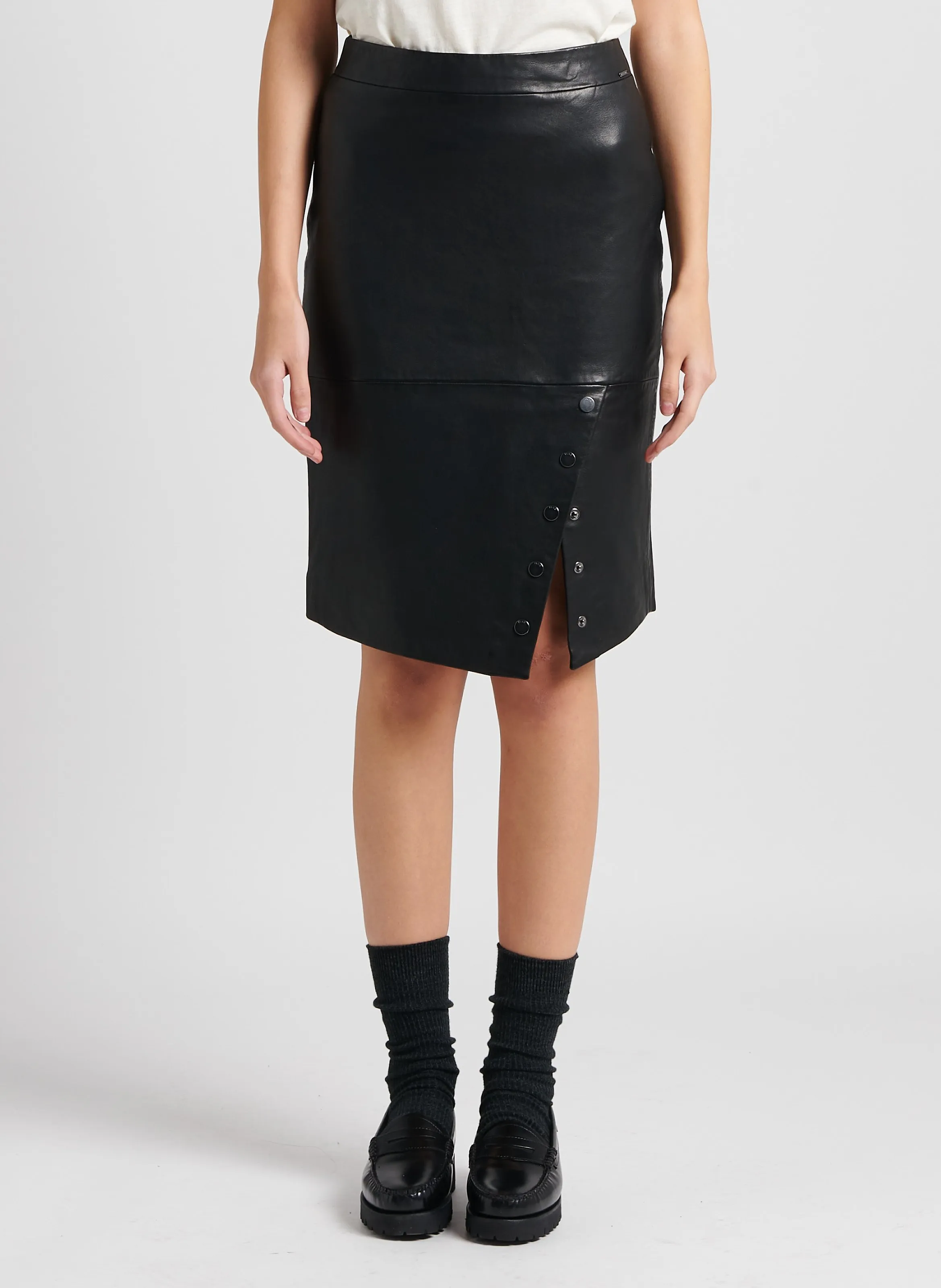  IKKS   Gonna midi in pelle | Nero
