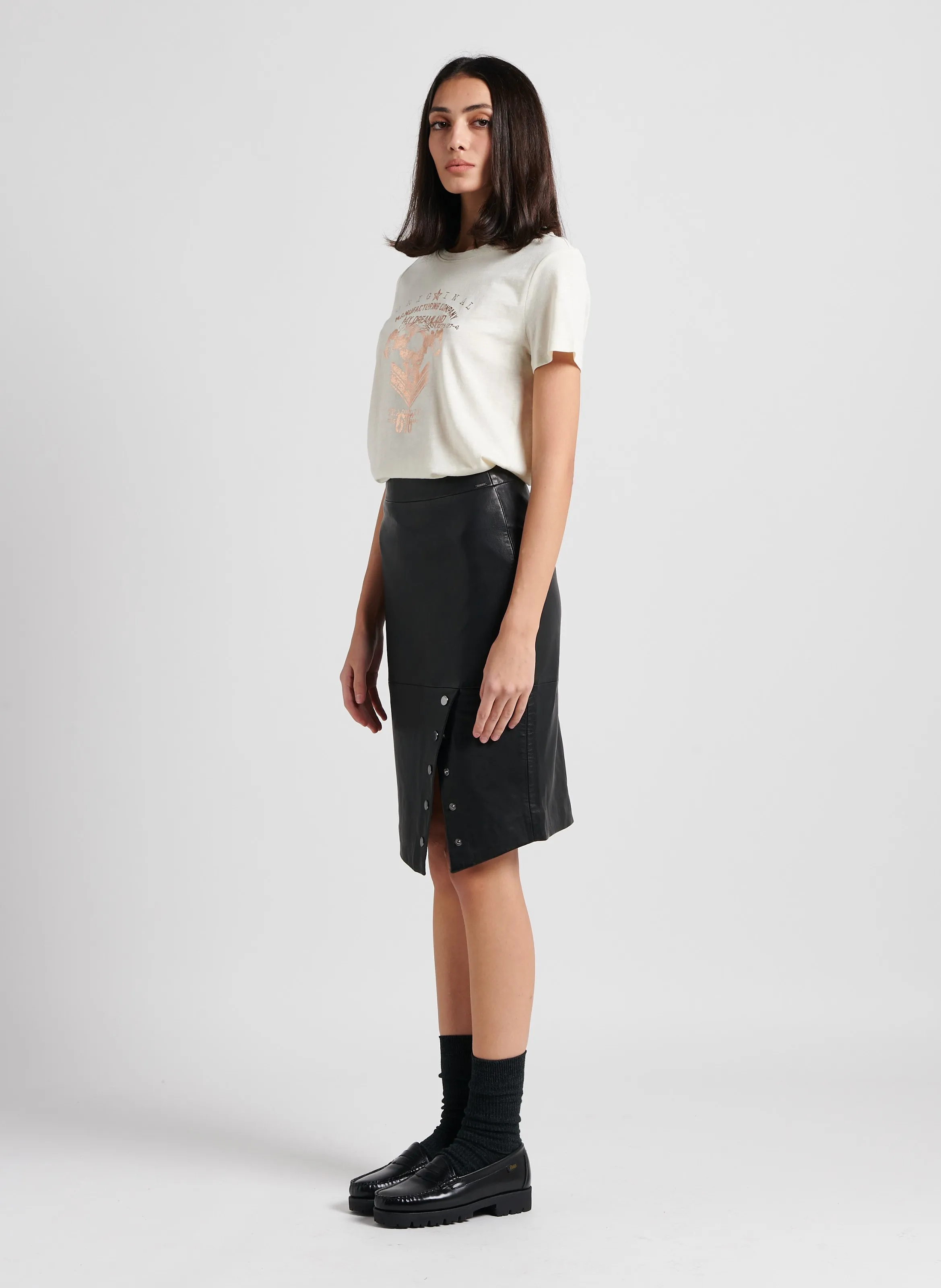  IKKS   Gonna midi in pelle | Nero
