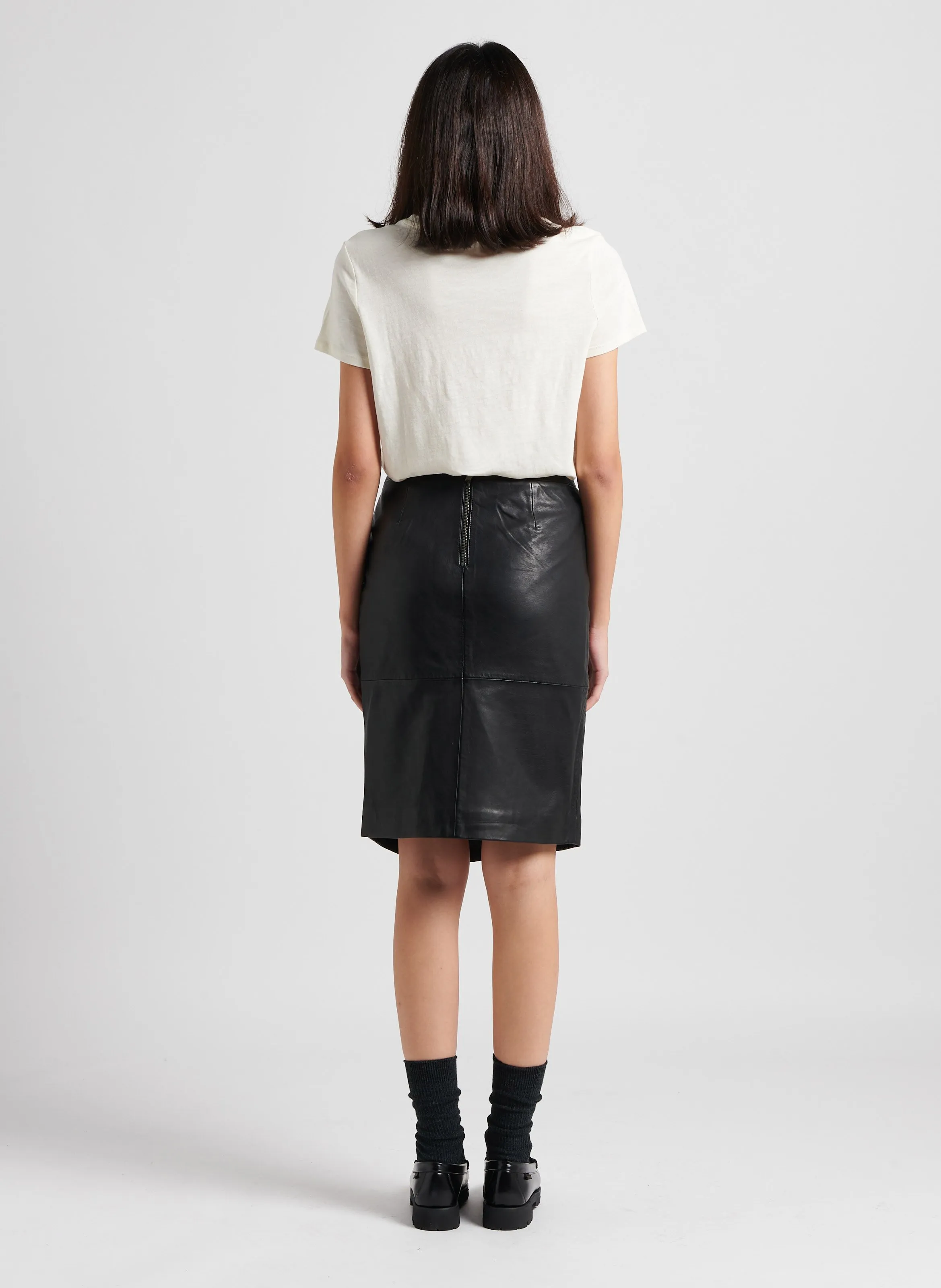  IKKS   Gonna midi in pelle | Nero