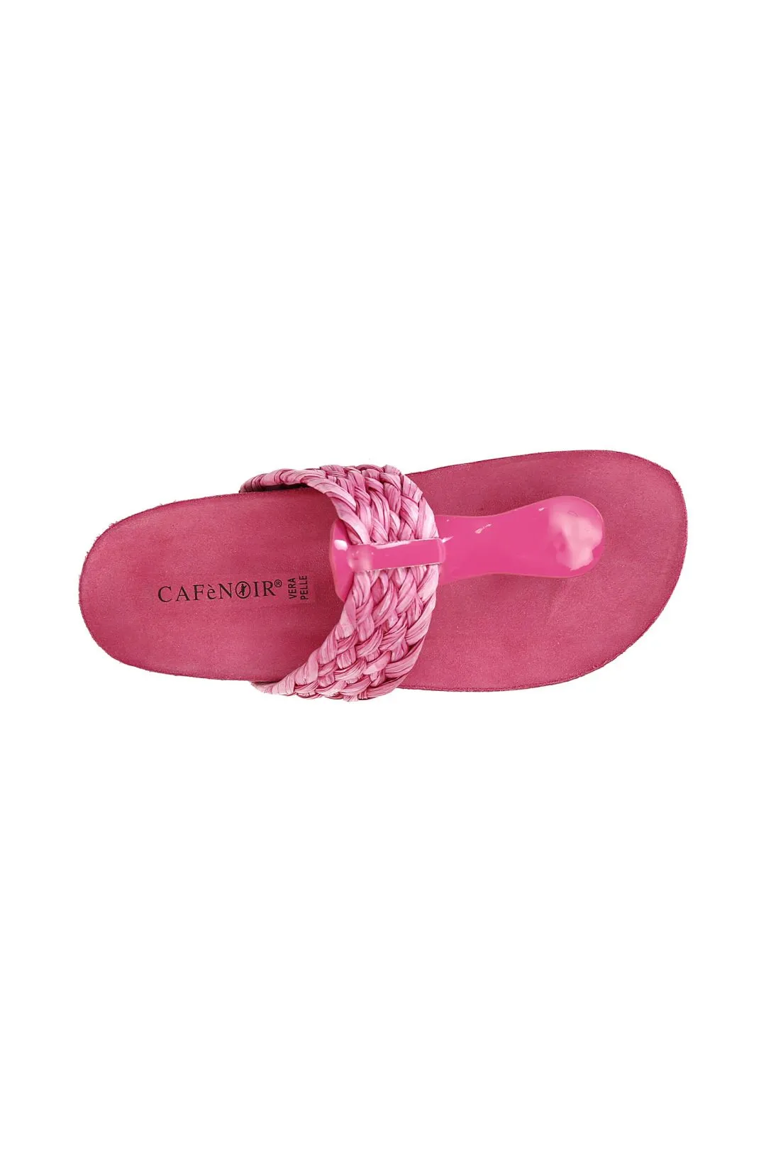 infradito in raffia intrecciata fuxia