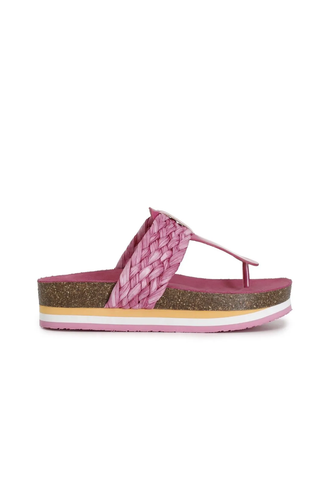 infradito in raffia intrecciata fuxia