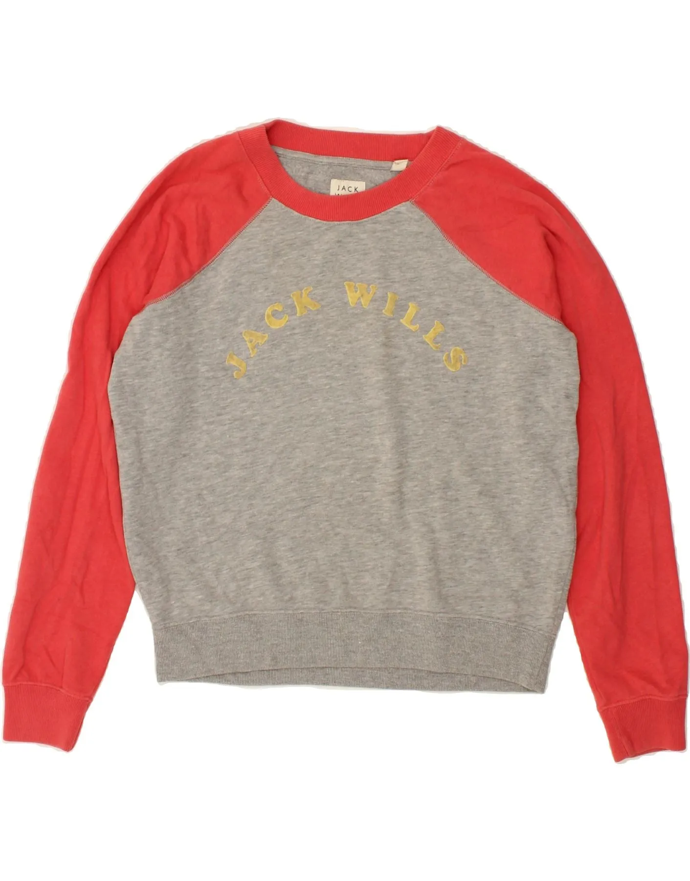 JACK WILLS Womens Graphic Sweatshirt Jumper UK 8 Small Grey Colourblock