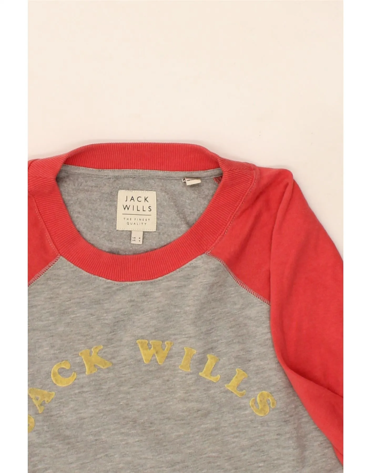 JACK WILLS Womens Graphic Sweatshirt Jumper UK 8 Small Grey Colourblock