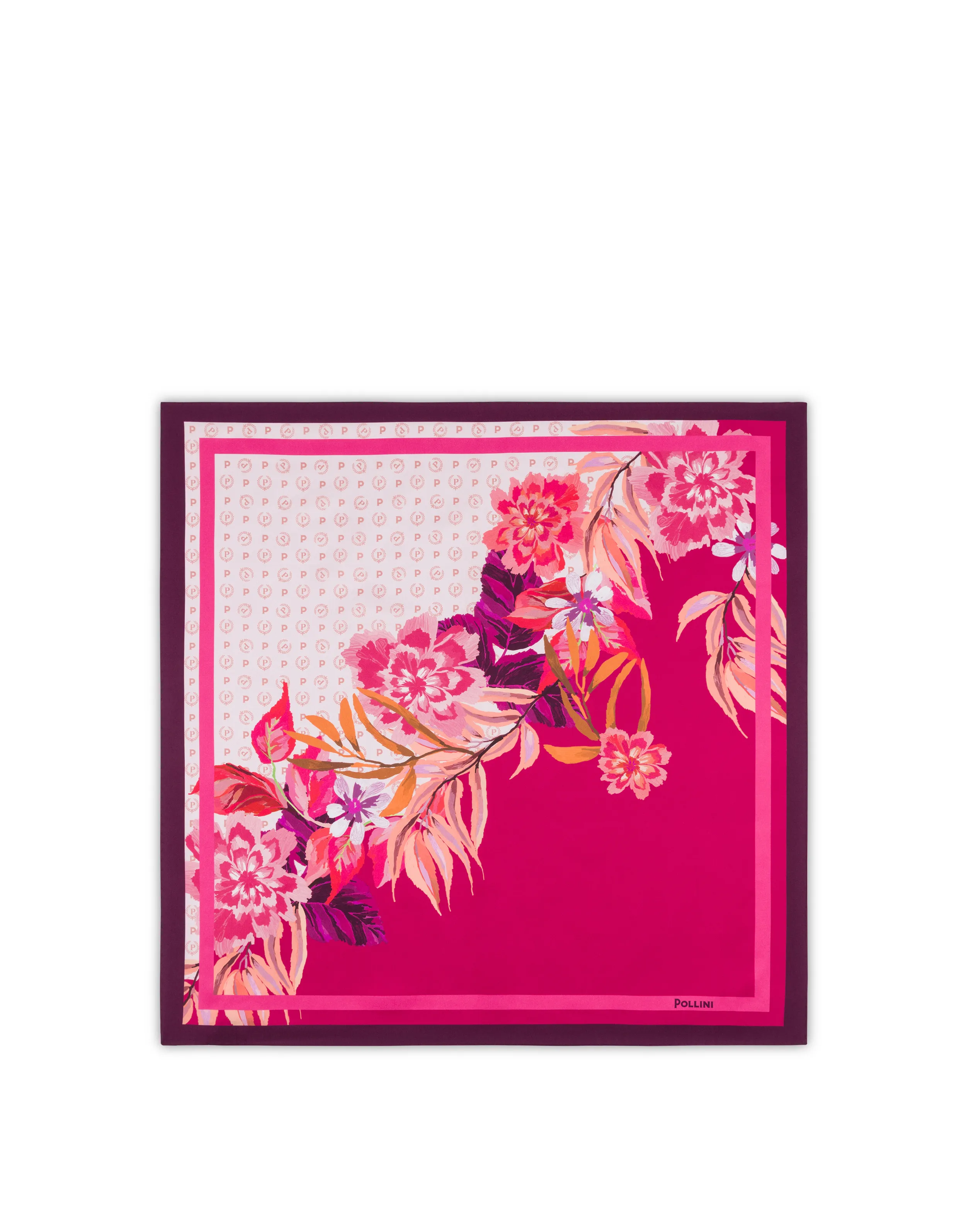     Linea Pollini Foulard In Seta Con Stampa Fiori Bordeaux